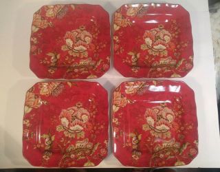 222 Fifth Gabrielle Red Set Of 4 Square Salad Plates