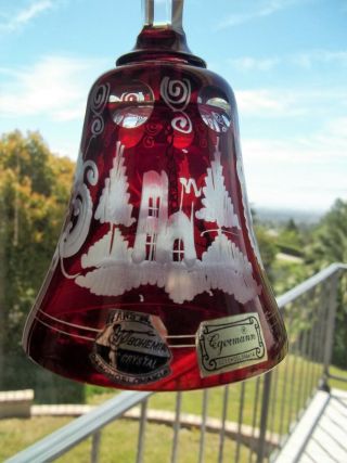 Czech Bohemian Cut To Clear Bell Ruby Red Egermann Castle Bird Dots Tags Crystal