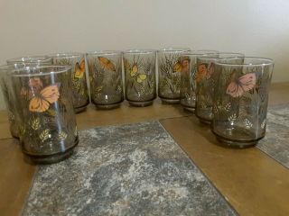Libbey Butterfly Juice Glass 10pc 6 Oz.  Vintage