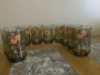 Libbey Butterfly Juice Glass 10pc 6 oz.  Vintage 2