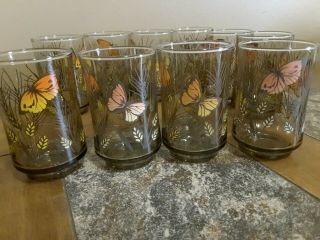 Libbey Butterfly Juice Glass 10pc 6 oz.  Vintage 3