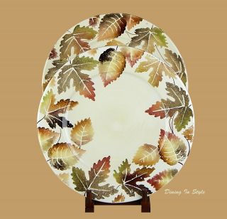 Rare Set Of 2 Dinner Plates,  La Ceramica Vbc,  Italy,  Autumn Leaves