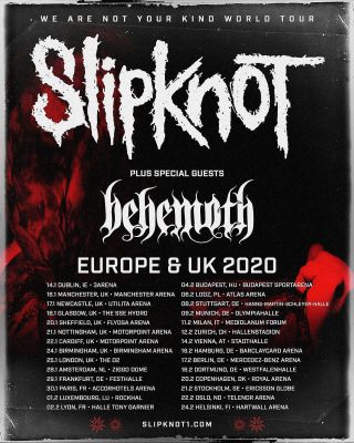 Slipknot / Behemoth " Europe & Uk Tour 2020 " Concert Poster - Heavy Metal Music