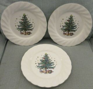 Set Of 3 Nikko " Happy Holidays " 10 3/4 Christmas Tree Dinner Plates -