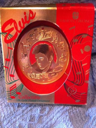 Nos 1995 American Greetings 18k Gold Plated Elvis Presley Christmas Ornament