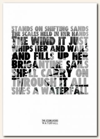 ❤ THE STONE ROSES Waterfall ❤ lyric typography poster art print A1 A2 A3 or A4 2