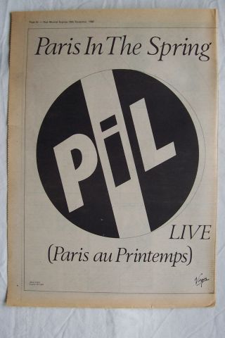 1980 - P.  I.  L.  - Paris In The Spring - Press Advertisment - Poster Size