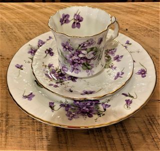 Vintage Hammersley Victorian Violets 3 Pc.  Luncheon Set Plate,  Cup & Saucer