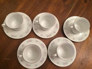 Prestige CHINA GARDEN Jian Shiang Set of 5 Coffee / Tea Cups and Saucers 3