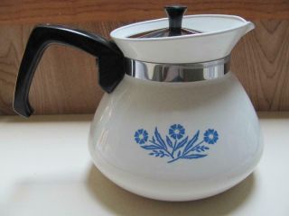Vintage Corning Ware Blue Cornflower 6 Cup Tea Coffee Pot Kettle Stovetop P - 104