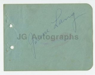 June Lang - Classic Actress From B Movies - Autographed Album Page