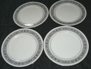 Set Of 4 Vintage Noritake 10 1/2 " Dinner Plates Prelude 7570 Pattern Euc