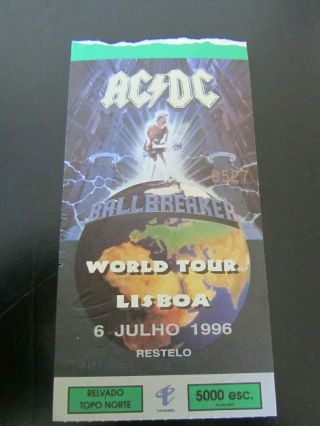 Ac Dc Ticket Portugal Tour Concert 1996 Ballbreaker Tour Angus Young Band