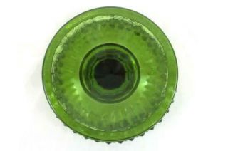 Vintage Green Cut Glass Lidded Pedestal Candy Dish Compote Diamond Pattern 4