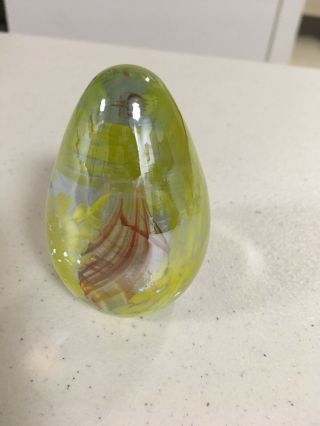 Vintage Art Glass Egg Shaped Paperweight Teardrop
