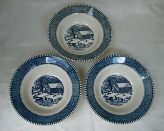 (3) Currier And Ives 6 - 1/4 " Cereal Salad Soup Bowls By Royal China