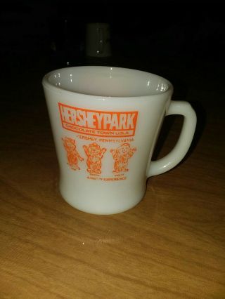 Vintage Anchor Hocking White And Orange Hersheypark Mug Hershey Park Mug