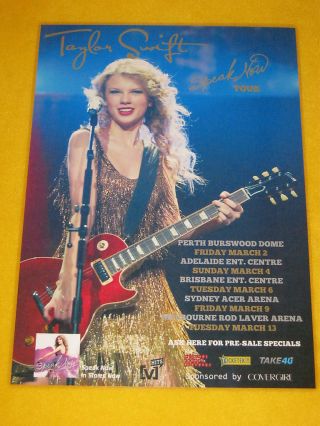 Taylor Swift - 2011 Australian Tour - Laminated Poster - Speak Now Tour