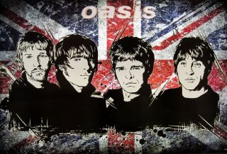 Oasis " Band Over U.  K.  Flag " Poster From Asia - Rock,  Britpop Music,  Union Jack
