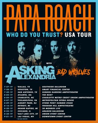 Papa Roach / Asking Alexandria " Who Do You Trust? Usa Tour " 2019 Concert Poster