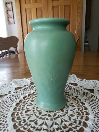 Antique Art Crafts Pottery Matte Green Vase Zanesville Mccoy Roseville Brush