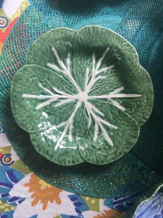 2 Bordallo Pinheiro Salad Plates Green Cabbage Leaf