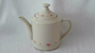 Corelle Corning Forever Yours Pink Hearts Teapot Porcelain