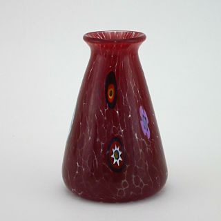 Antica Murrina Murano Millefiori Studio Glass Red Vase - 12.  5cm/5 