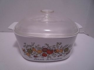Vtg.  Corning Ware Spice Of Life 3 Qt Casserole Dish A - 3 - B With Pyrex Lid A - 9 - C