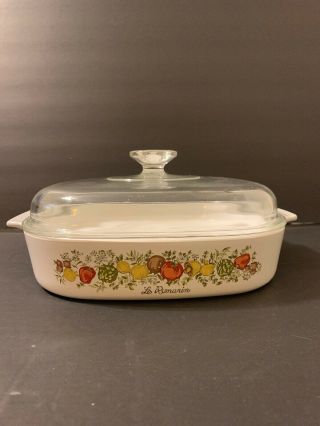 Corning Ware Vintage 10 " Casserole Dish & Dome Lid Spice Of Life Baking A - 10 - B