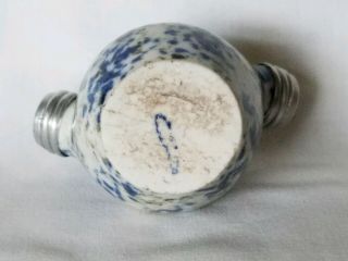 Vintage Spongeware One Piece Stoneware Pottery Cobalt Blue Salt & Pepper Shaker 5