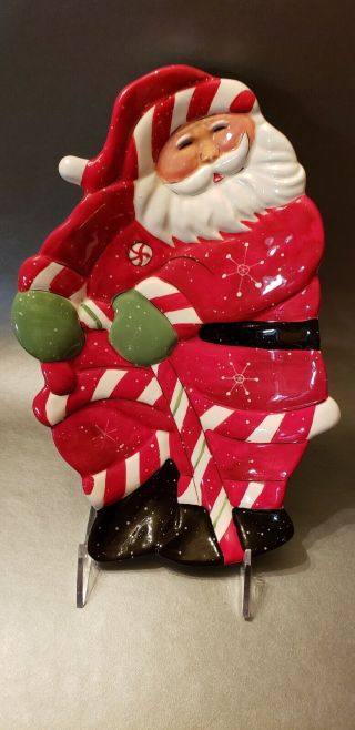 Certified International By Susan Winget " Peppermint Santa " Candy Dish/plate