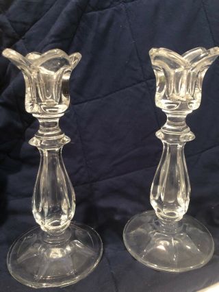 Pair Lead Crystal Nachtmann Bleikristall Petal Candlesticks With Germany Boxes