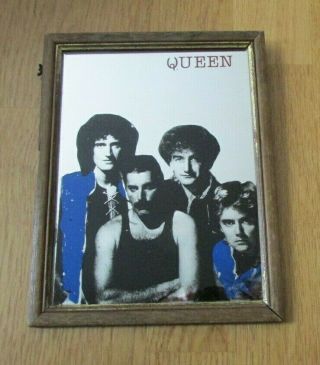 Fab Rare Vintage Queen Group Band Picture Mirror Freddie Mercury Brian May