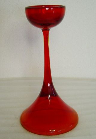 Large Mid Century Red Wmf Art Glass Candle Holder By Cari Zalloni