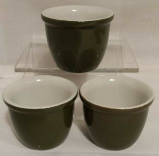 Hall Usa Pottery Green Custard Cups (3) Condiment Bowl Ramekin 351 - 1/2