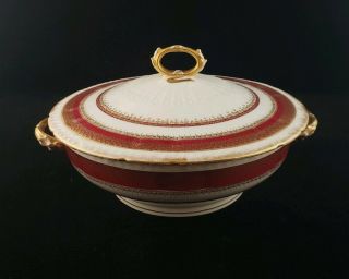 Gda Limoges France Red And Gold Vegetable Dish