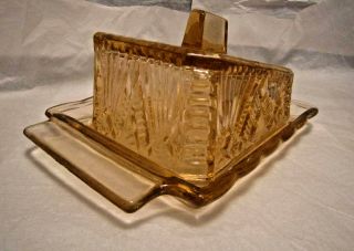 Vintage Pink Elegant Glass Butter/Cheese Dish w/slanted lid 3