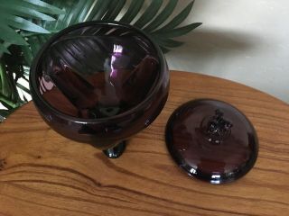 Vintage Purple Amethyst Pedestal Glass Bowl and Lid Candy Dish Serving Dish 5
