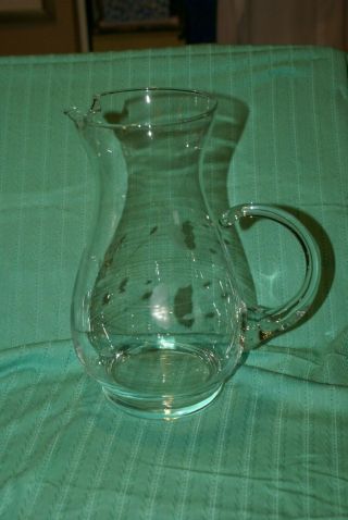 Princess House Clear Glass Water Pitcher Ice Lip Etched Design Clear 10 " Tall