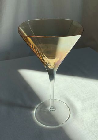 Mikasa " Panache Gold " Square Crystal Martini Glass.  Etched Mark.  7 1/2 " H