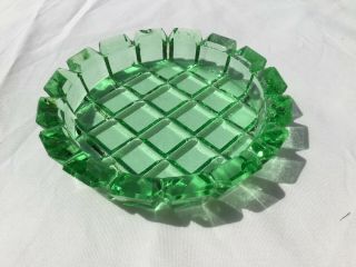 Vintage Green Depression Glass Ashtray Round Trinket Dish