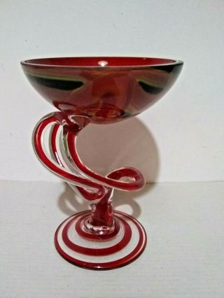 Jozefina Krosno Poland Multi Stem Spiral Jellyfish Candy Compote Octopus Red