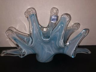 Vintage Murano Glass Bowl - Vase Blue Vetro Eseguito