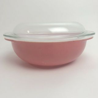 Vintage Pyrex Flamingo Pink 024 Round Casserole Dish With Lid 2 Qt