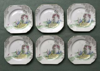 6 Vintage Shelly “archway Of Roses” Tea Dessert Plates