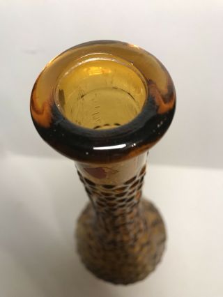 Vintage Mid Century Italian Art Glass Amber Hobnail Decanter Bottle 15 1/4” 2