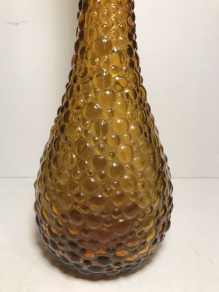 Vintage Mid Century Italian Art Glass Amber Hobnail Decanter Bottle 15 1/4” 4