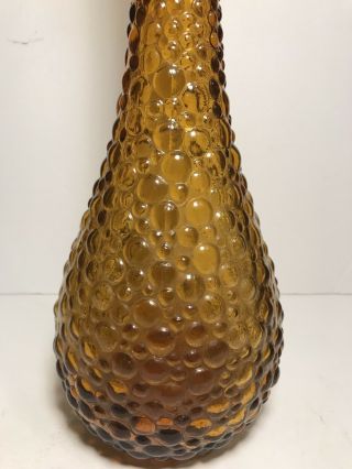 Vintage Mid Century Italian Art Glass Amber Hobnail Decanter Bottle 15 1/4” 5