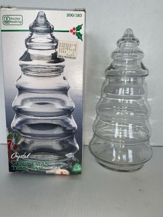 9” Crystal Anchor Hocking Christmas Tree Jar